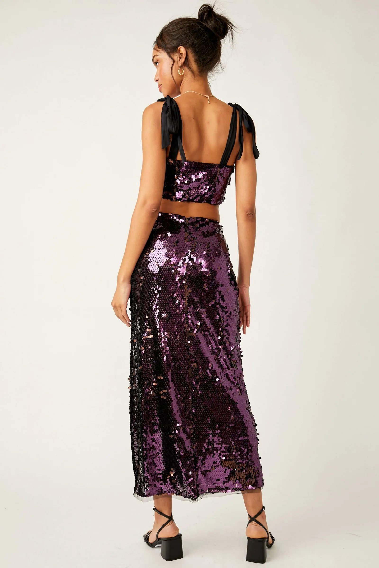 Free People Star Bright Sequin Maxi Skirt - Purple