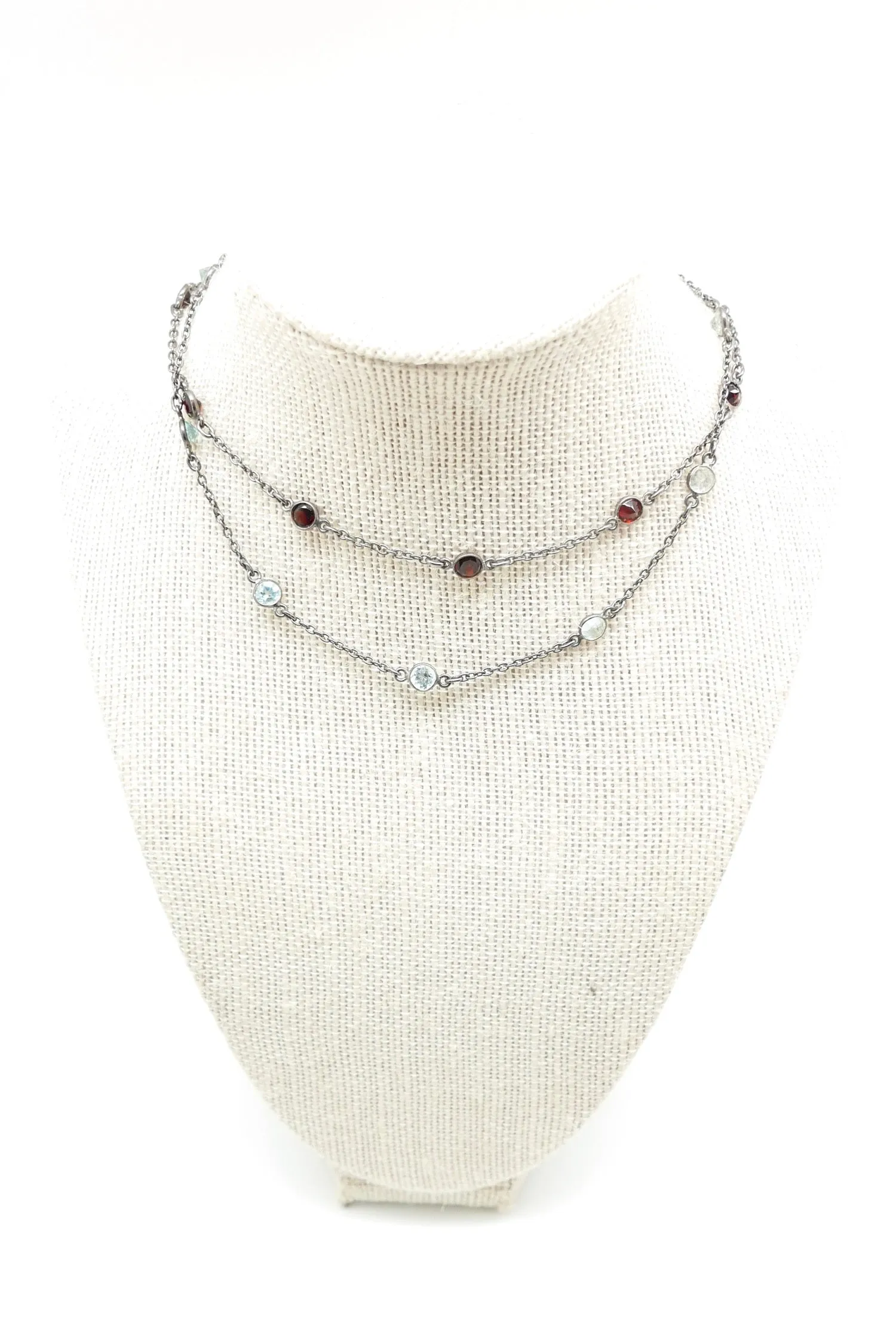 Garnet or Blue Topaz Silver Choker