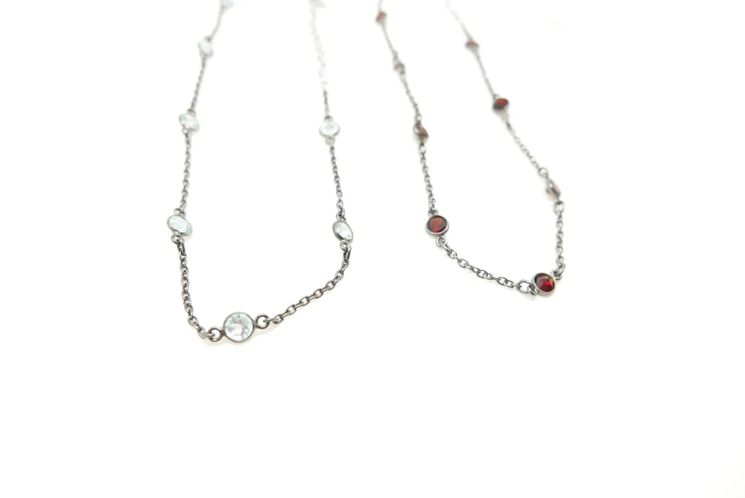 Garnet or Blue Topaz Silver Choker