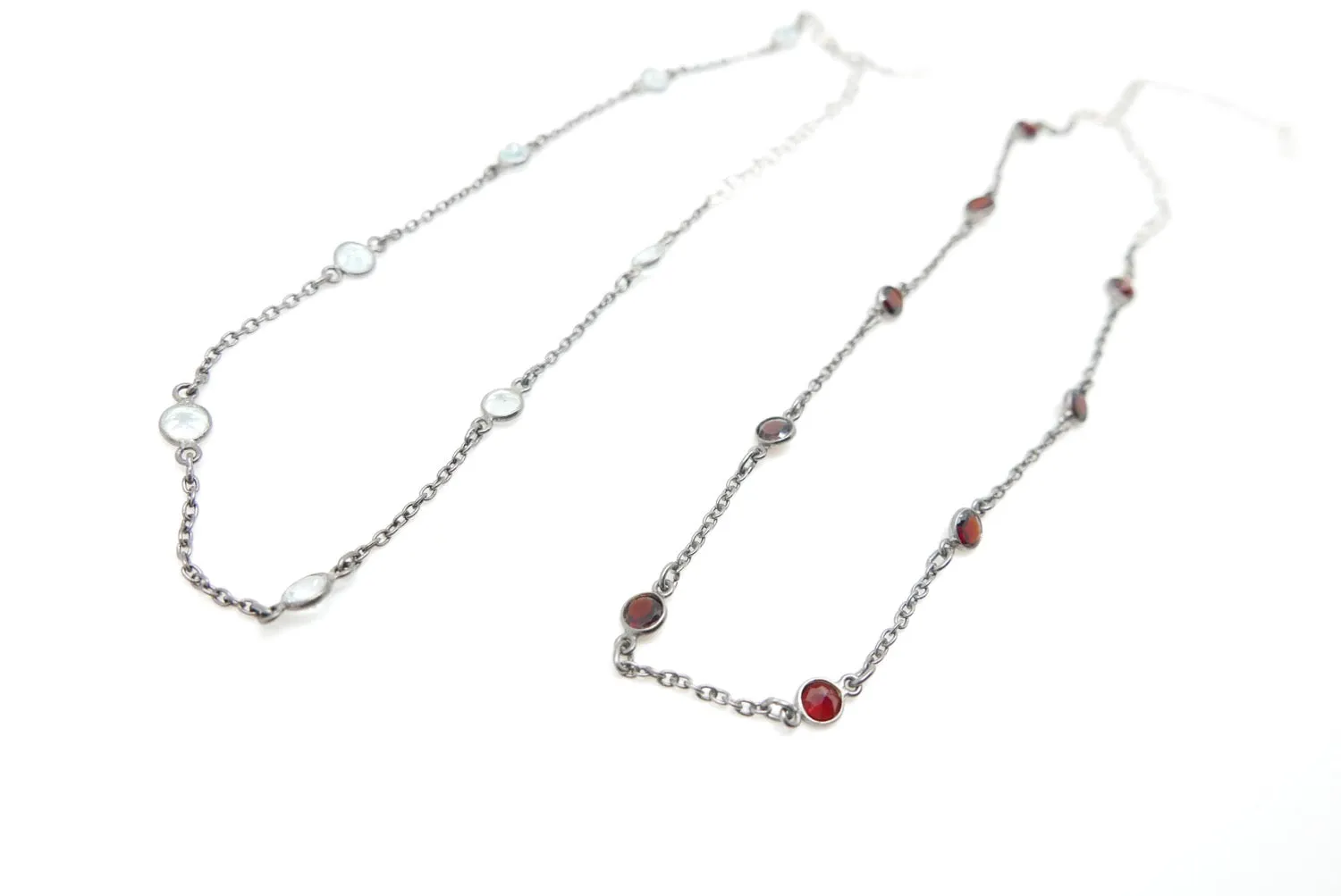 Garnet or Blue Topaz Silver Choker