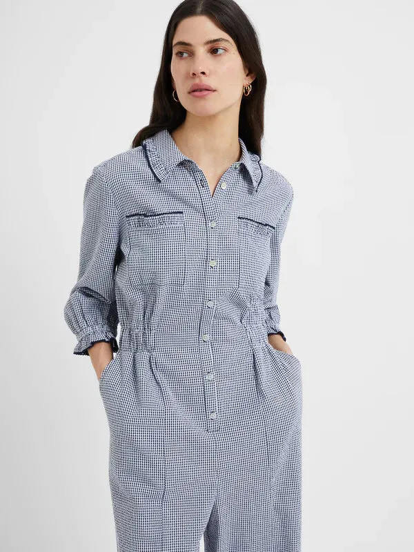 Great Plains Salerno Gingham Jumpsuit-Summer Navy White-JUWAF