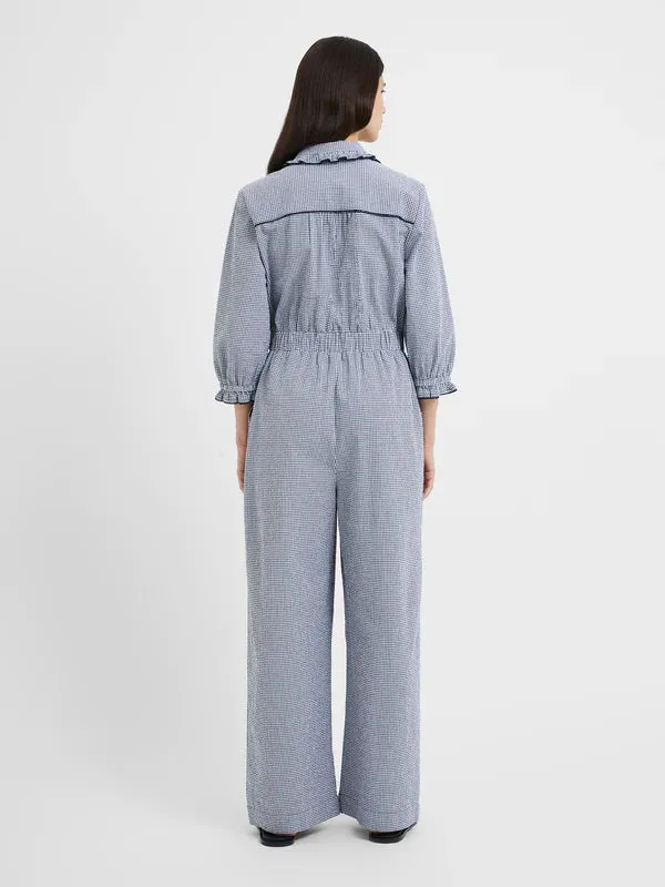 Great Plains Salerno Gingham Jumpsuit-Summer Navy White-JUWAF