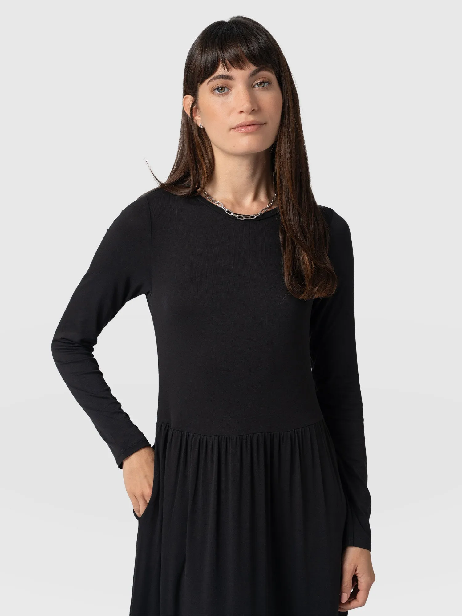 Greenwich Dress Long Sleeve - Black