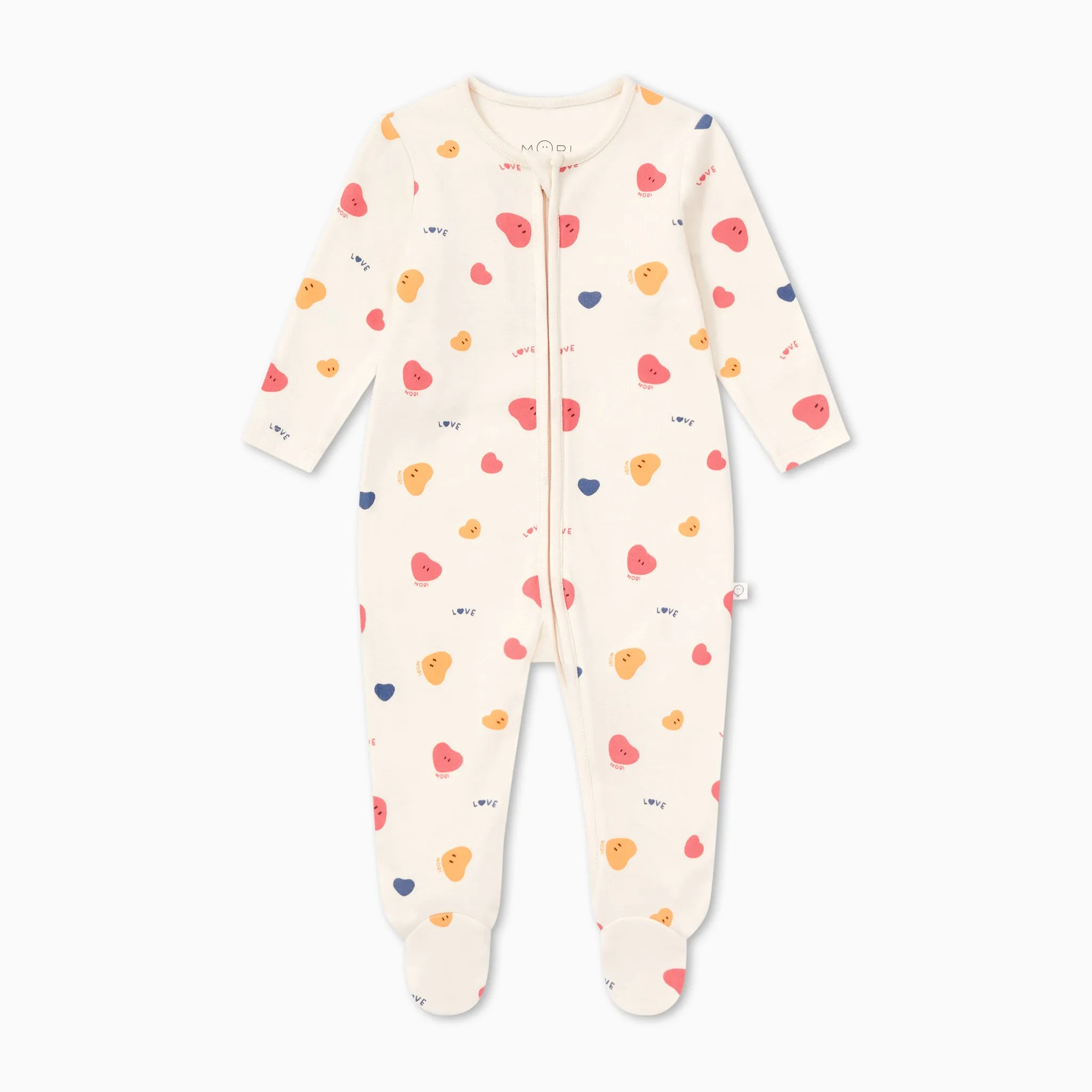 Heart Print Clever Zip Baby Pajamas