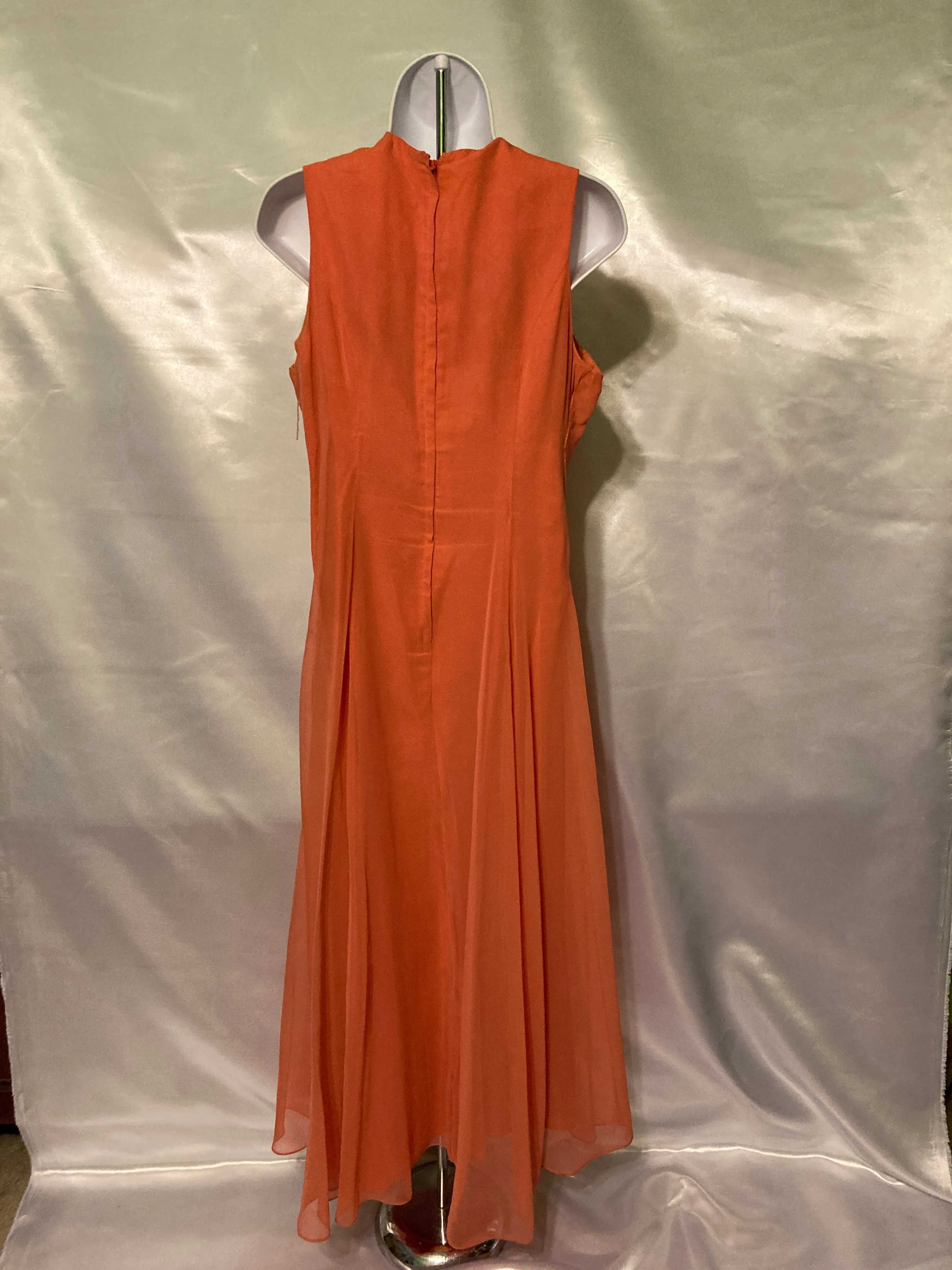 Jack Bryan Peach/ Orange Maxi Beaded Sleeveless Vintage Women's Dress 8 Medium