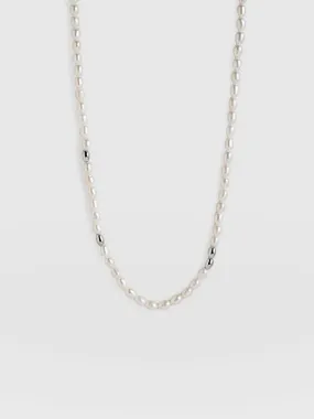 Jacqueline Pearl Necklace - Silver