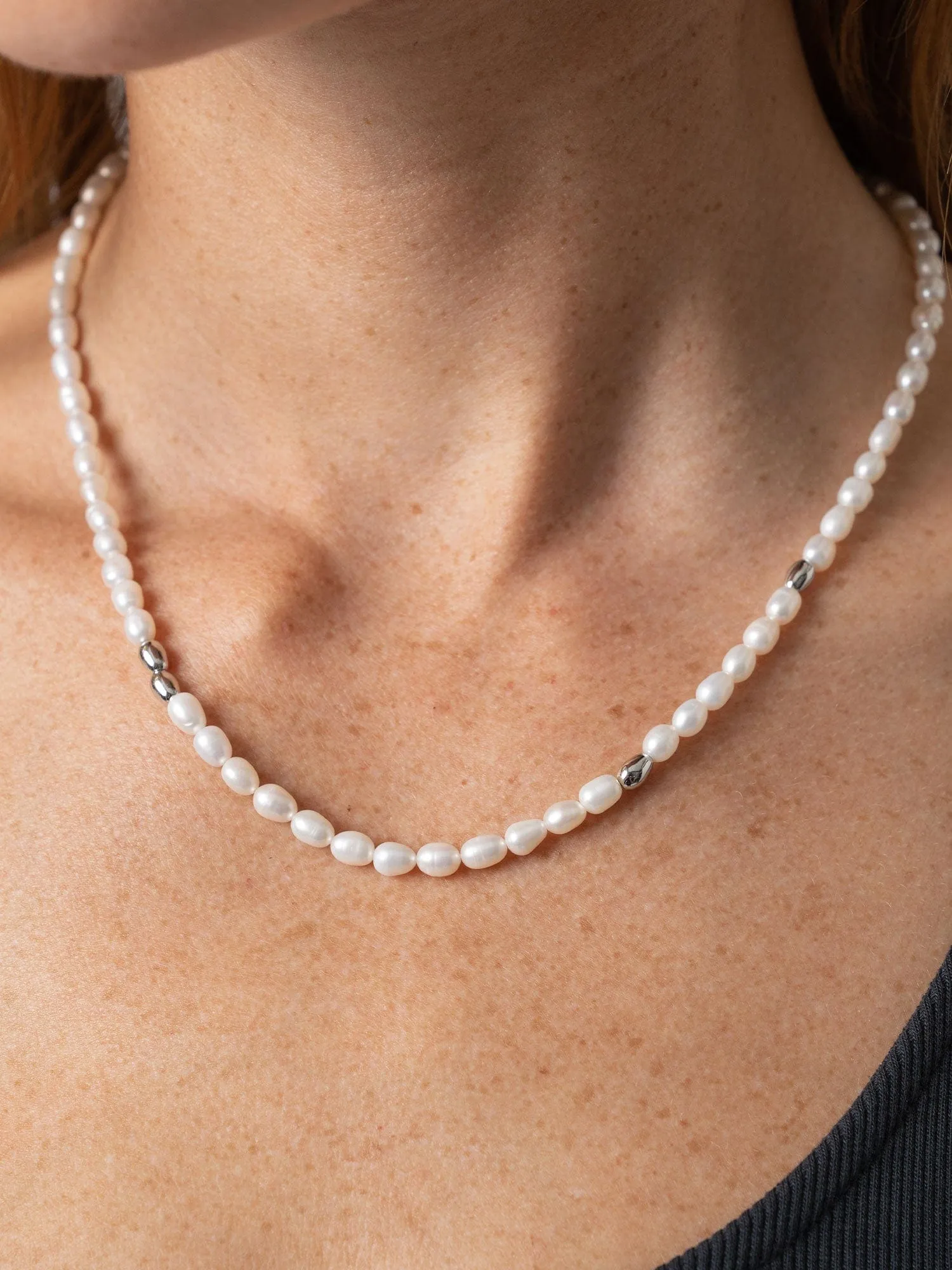 Jacqueline Pearl Necklace - Silver