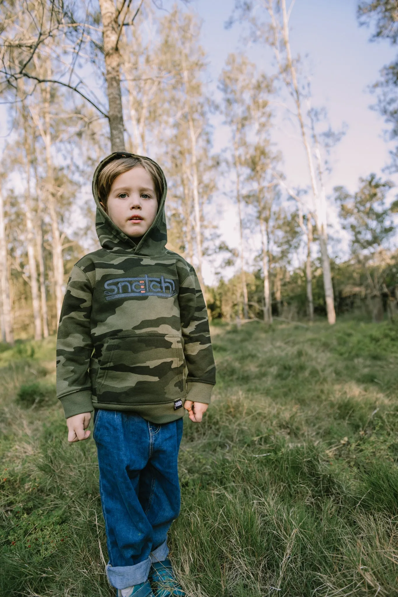 Kid's Kakadu Camo Hoodie Olive - SY2302CO