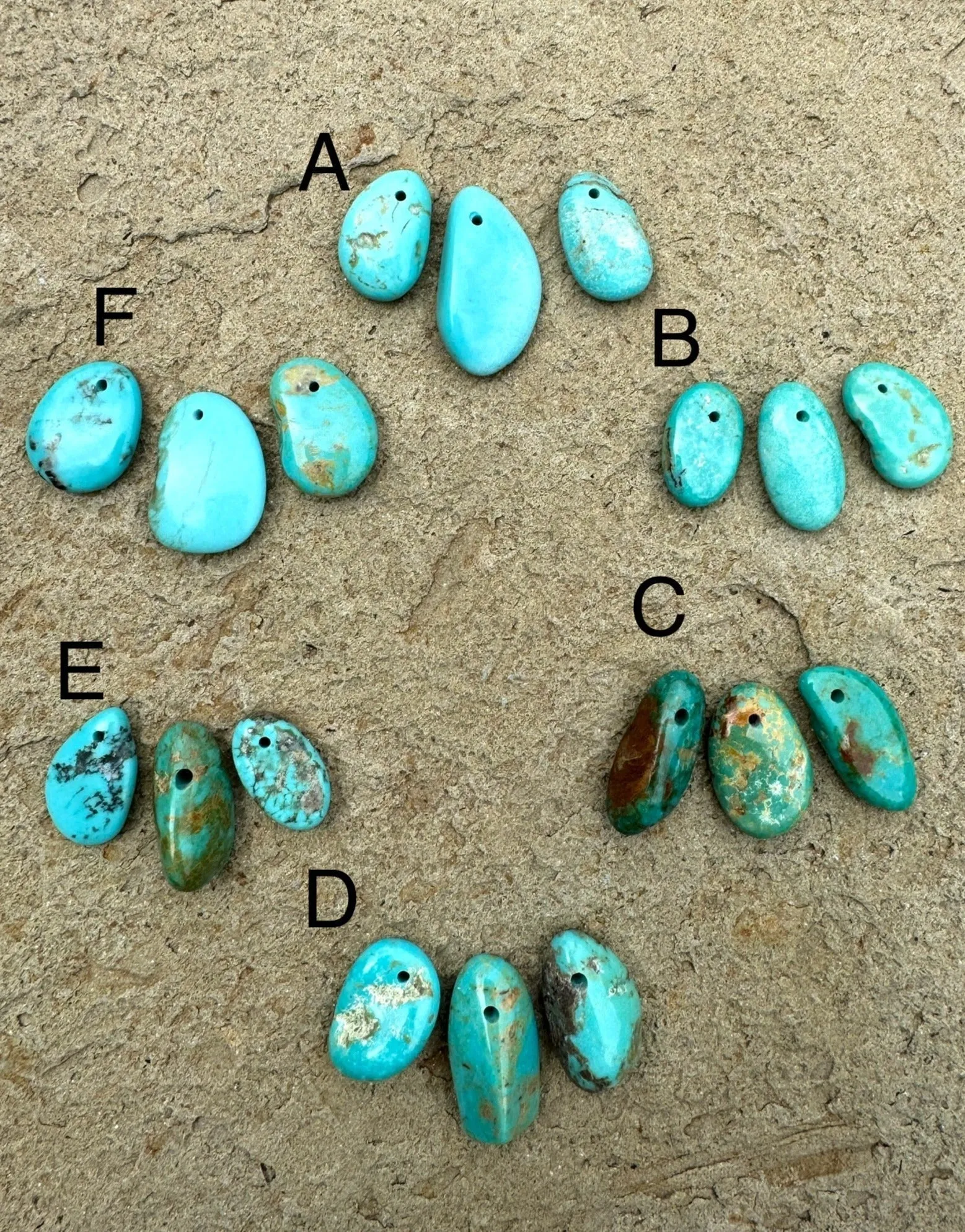 Kingman Turquoise Freeform Focal 3 Bead Set (Select One Set of 3)