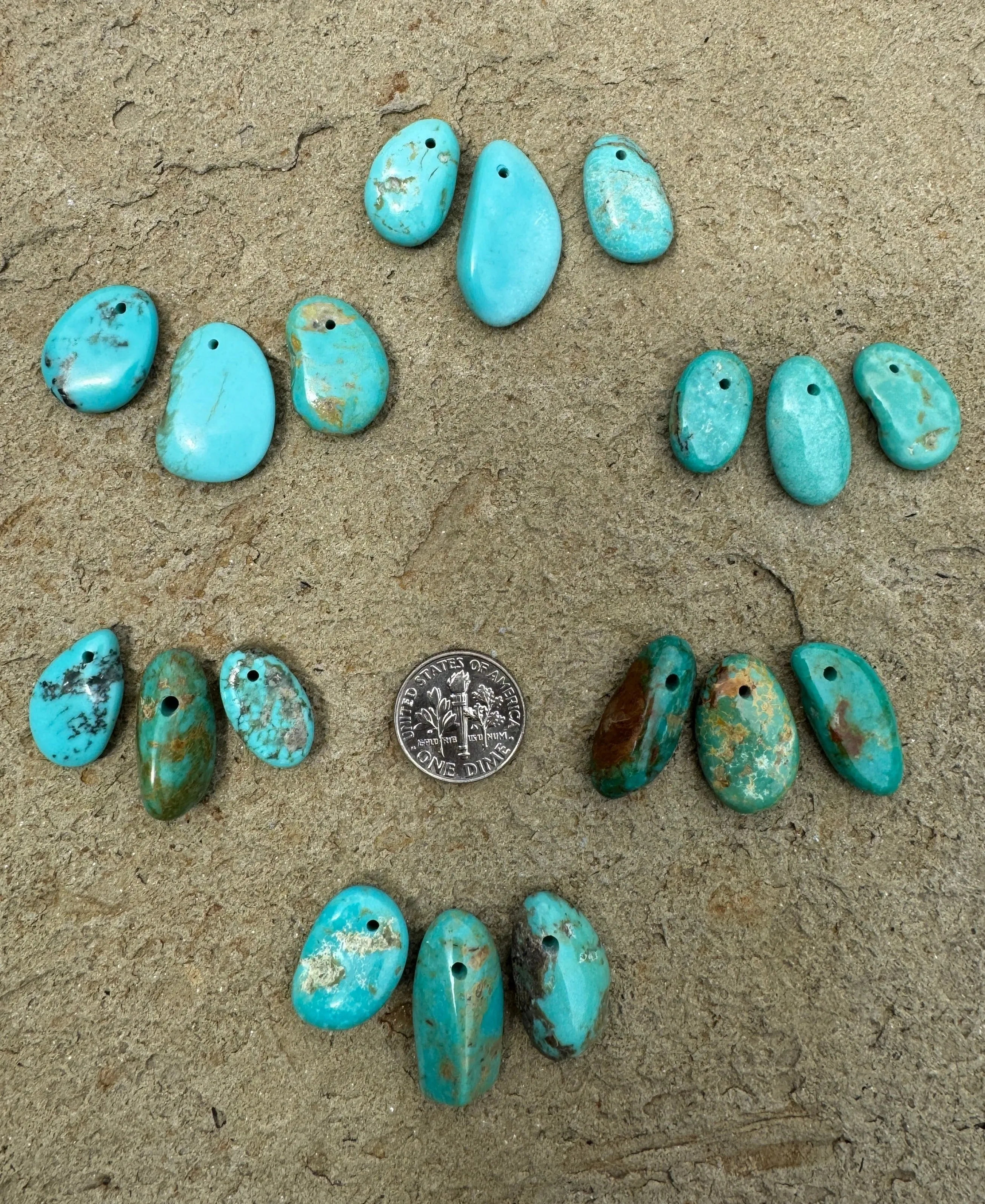 Kingman Turquoise Freeform Focal 3 Bead Set (Select One Set of 3)