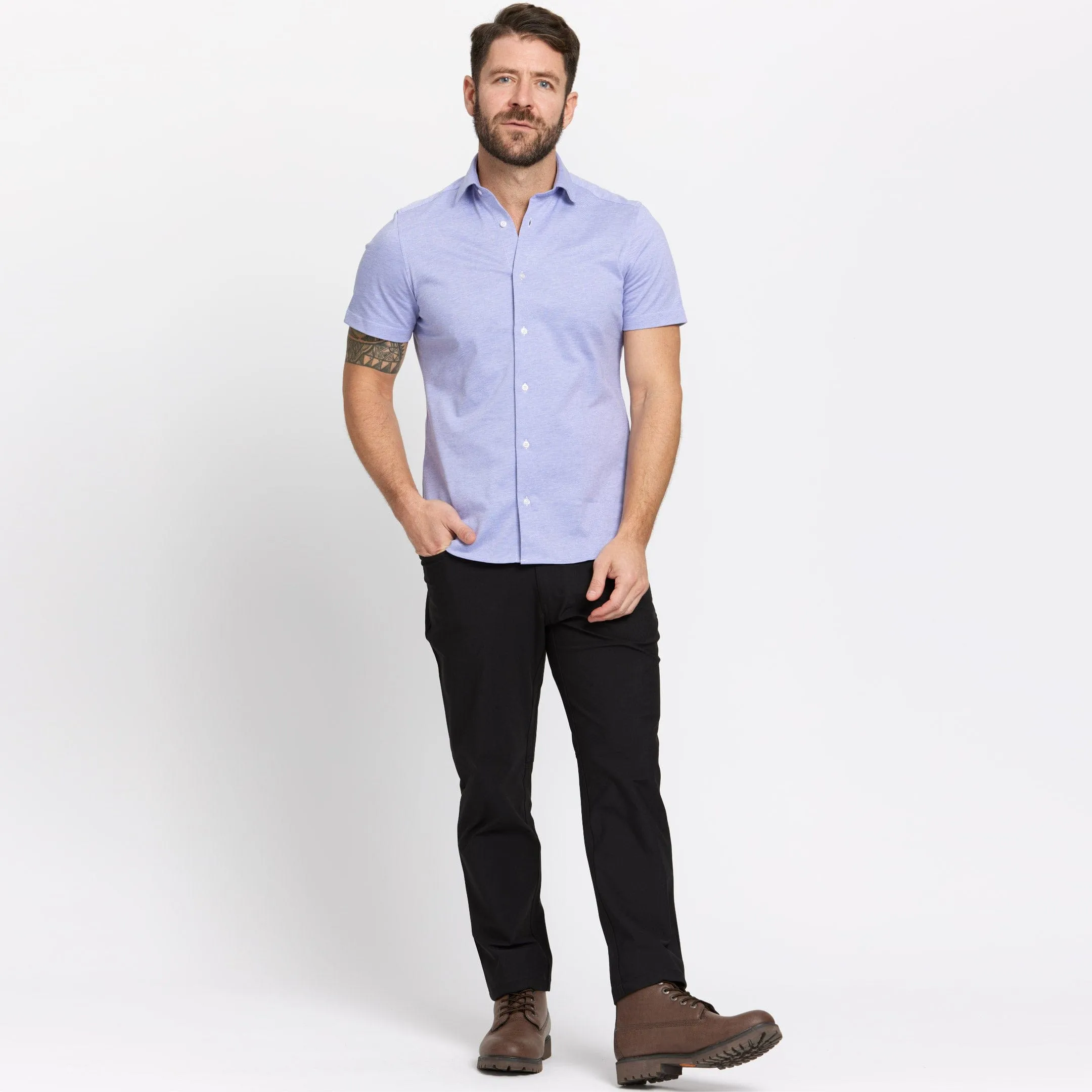 Lavender Mélange Short Sleeve Performance Stretch Shirt