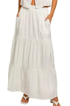 Leanna Tiered Maxi Skirt - White