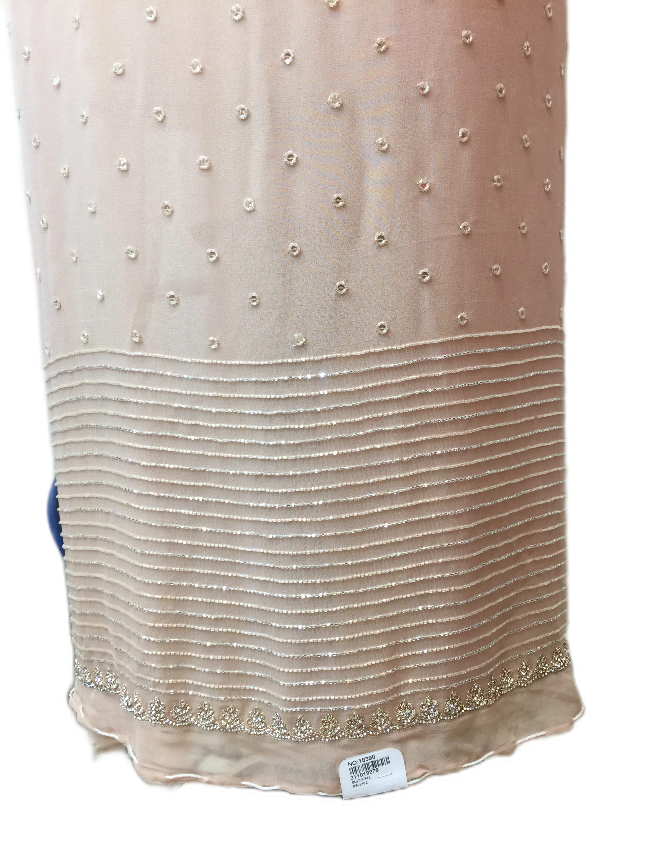 Light Pink Georgette Unstitched Suit with Jarkan Handwork