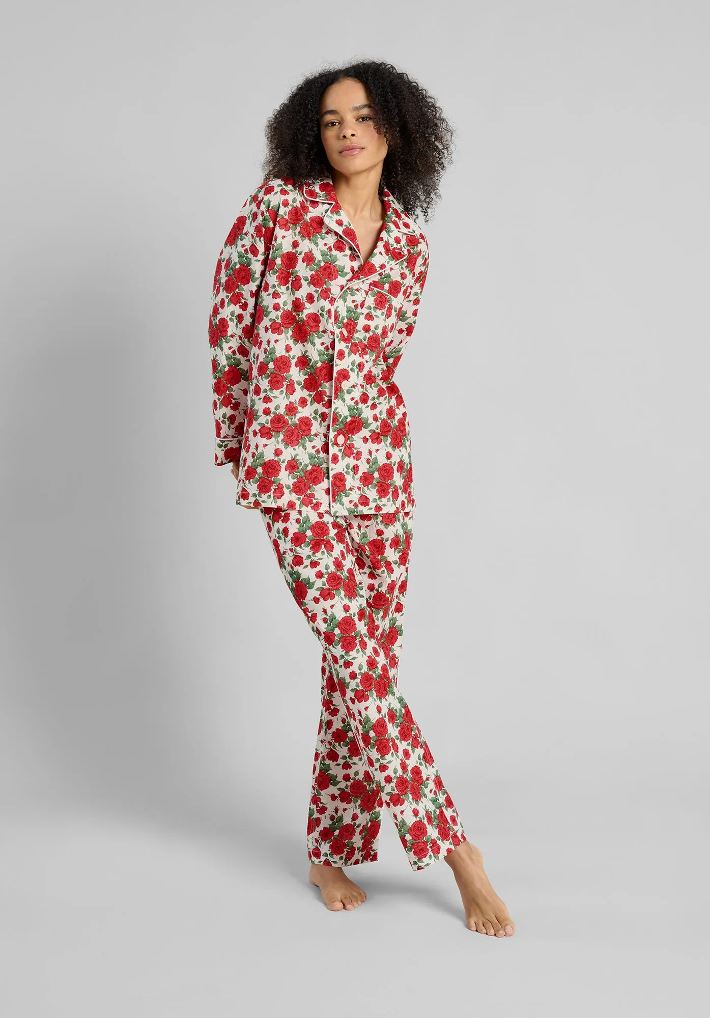 Margaret Linen Pajama Set in Liberty Carline Roses