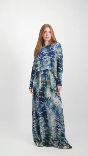 Maxi Nursing Dress / Navy Splash