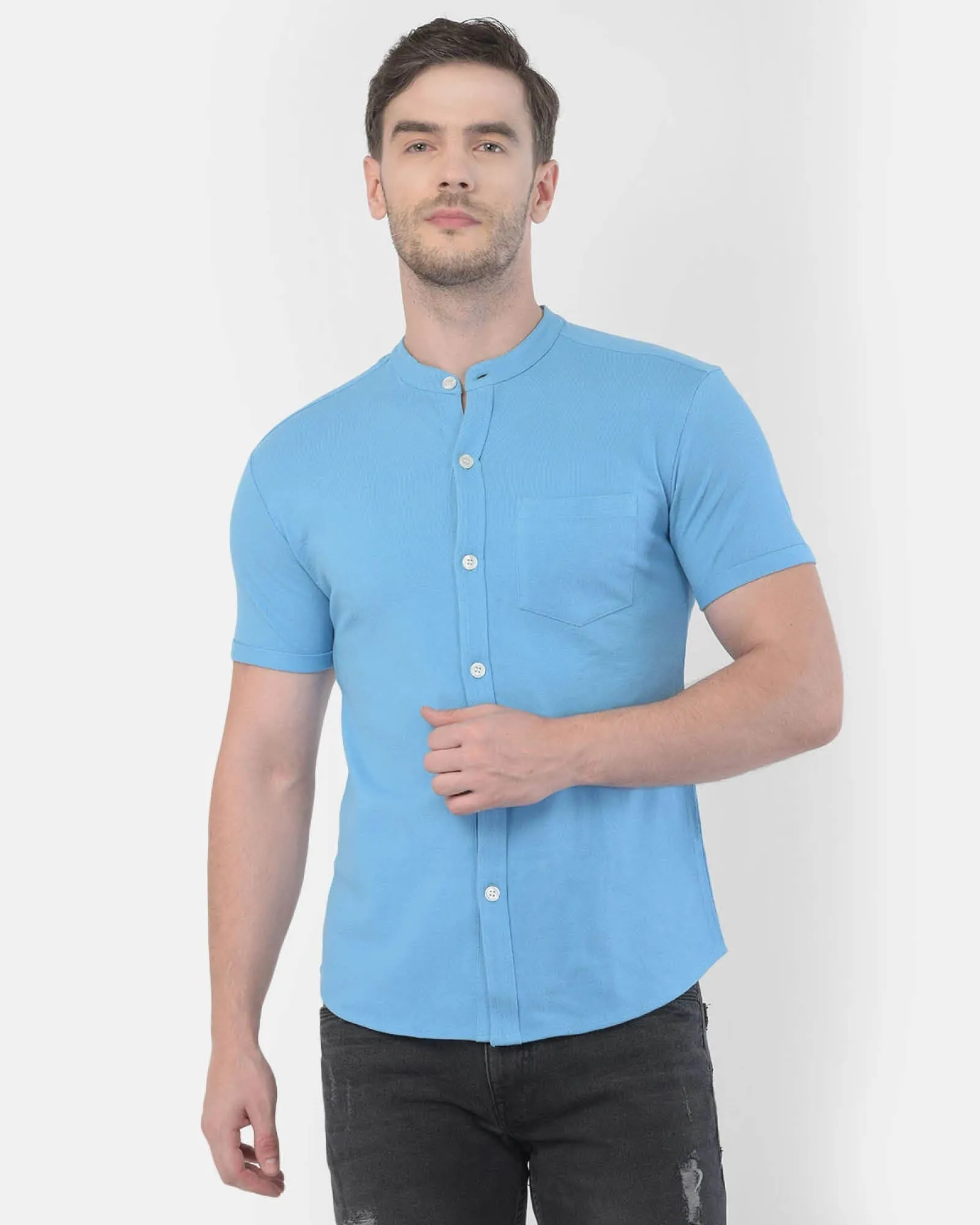 Melange Original Pique Shirt: Light Sky Blue