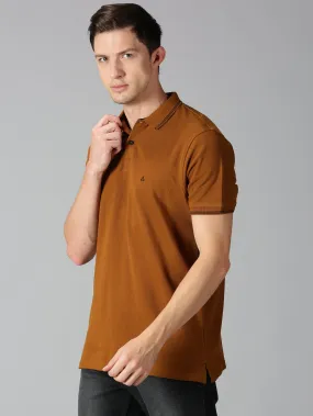 MEN'S DARK BROWN PRINT SLIM FIT T.SHIRT