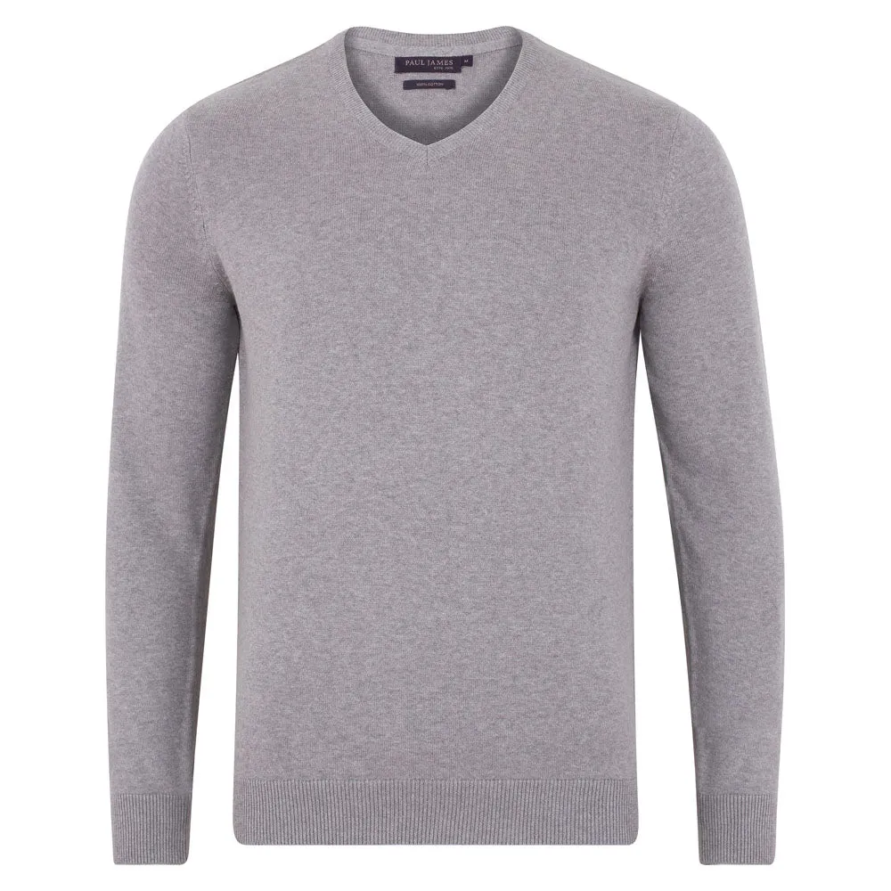 Mens Lighweight Cotton V-Neck Jumper