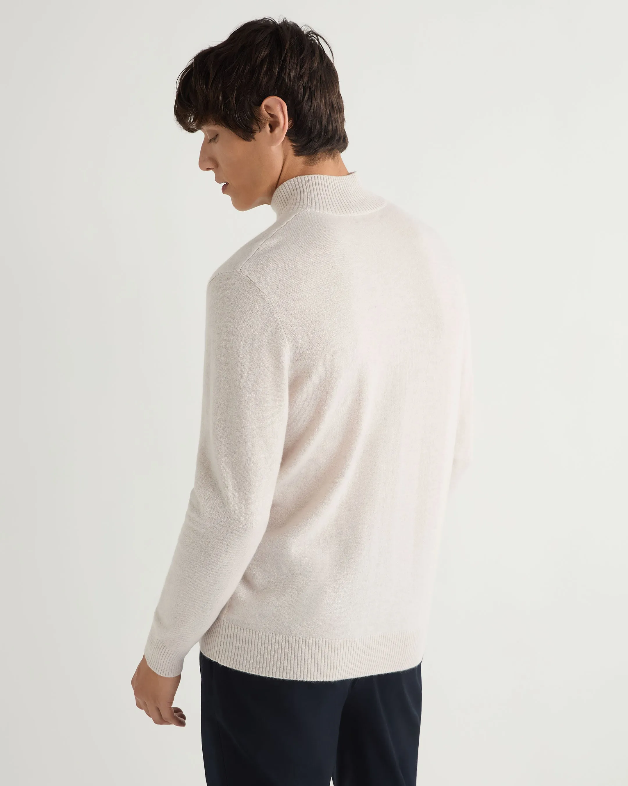 Men's Mayfair Turtle Neck Cashmere Jumper Frost White