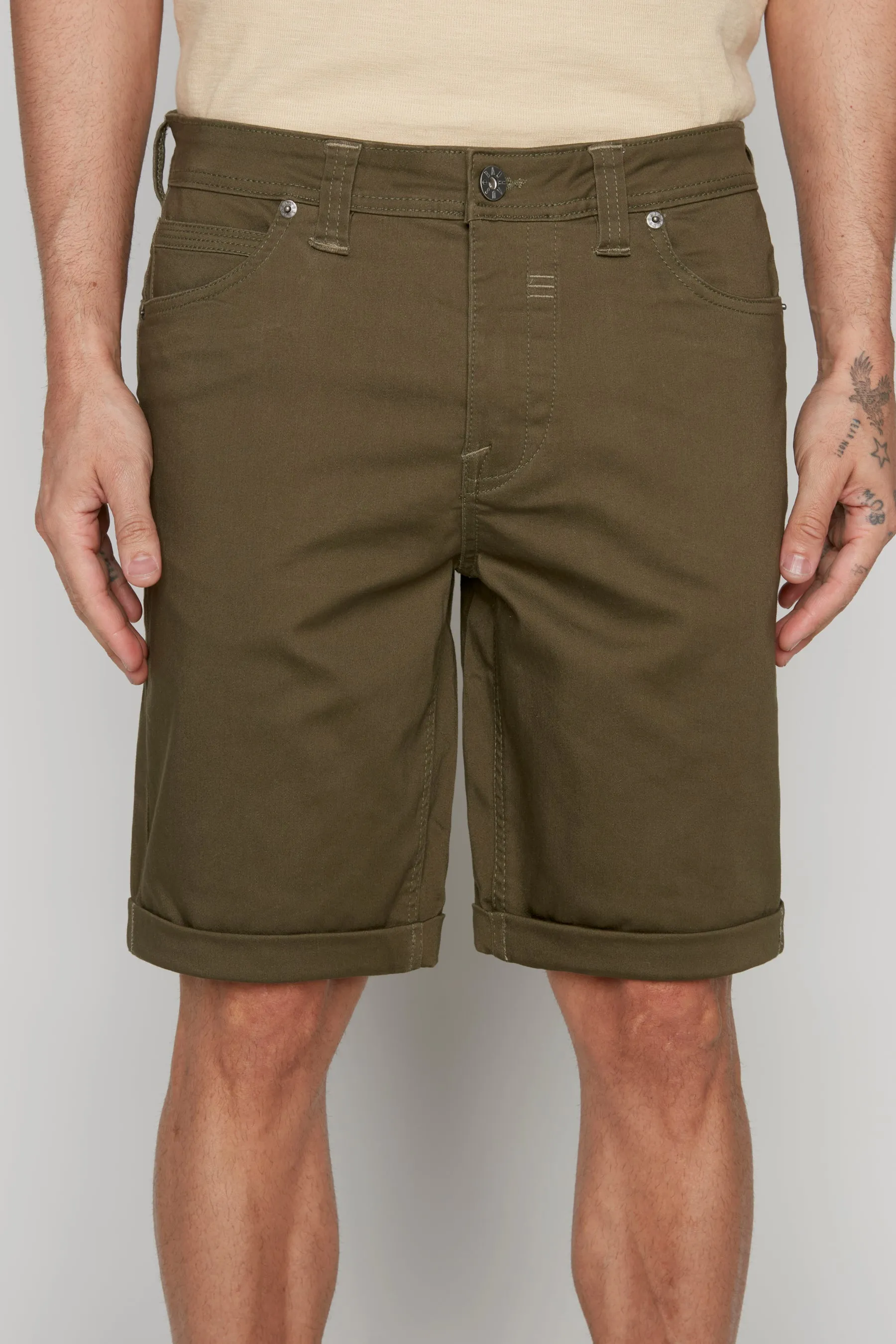 Men's Rolled-Up Denim Shorts - Olive