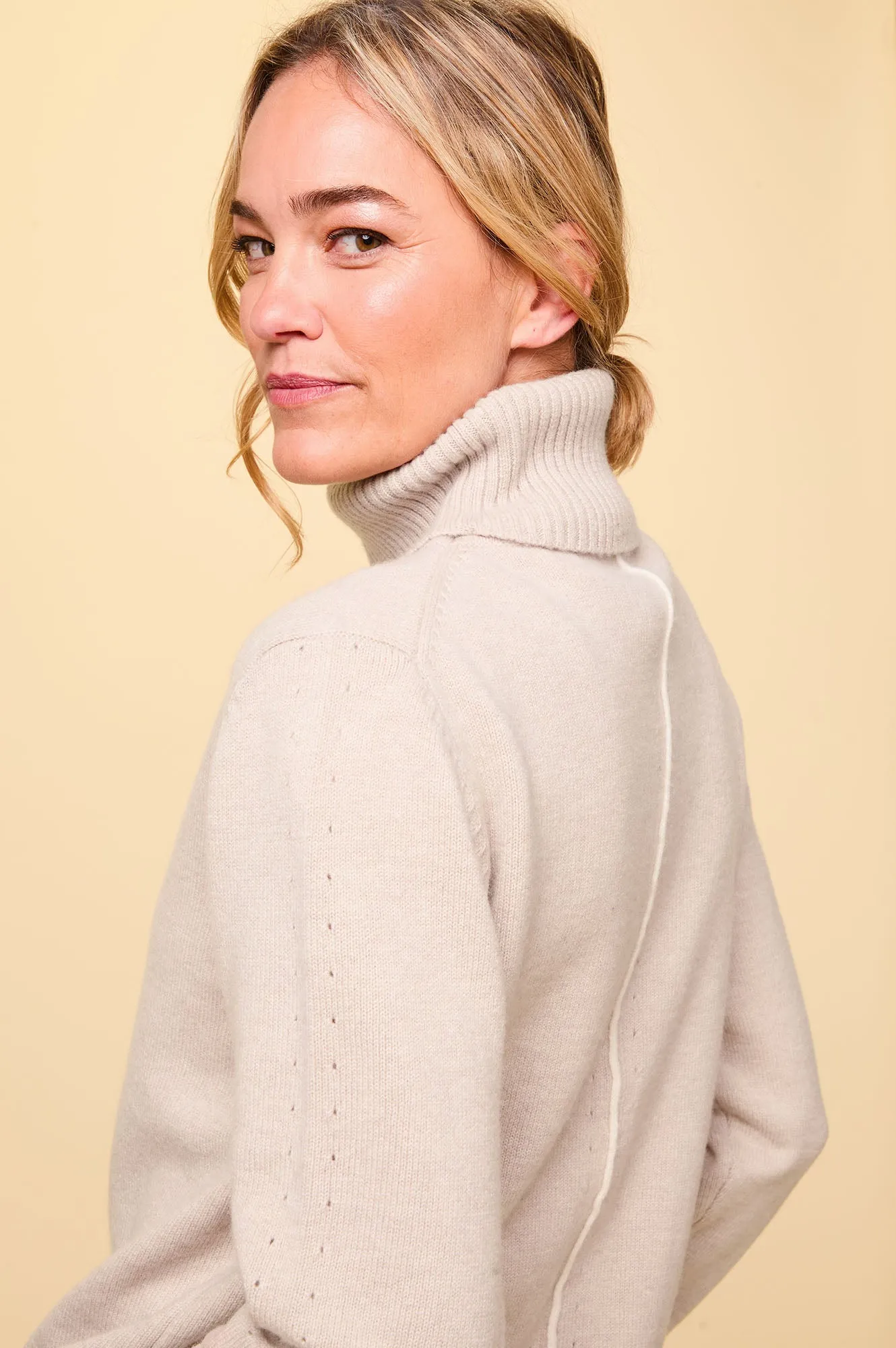 Merino Wool Roll Neck Jumper | Oat/Cream