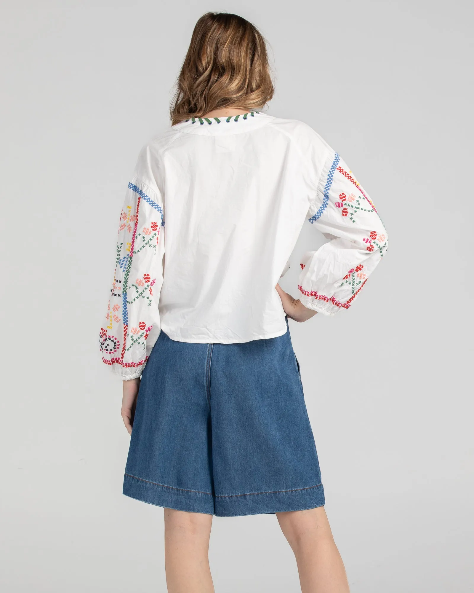 Mia Embroidered Top - White