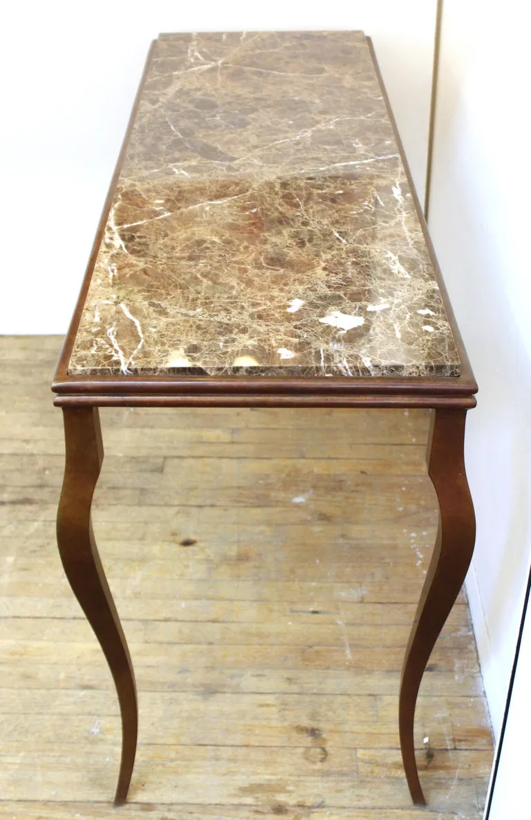 Modern Console Table with Cabriole Legs and Marble Top