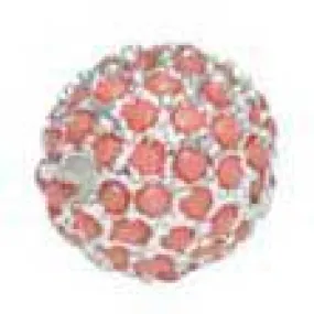 Pave Bead 12mm Sterling Silver Plate - Coral (1 Piece)