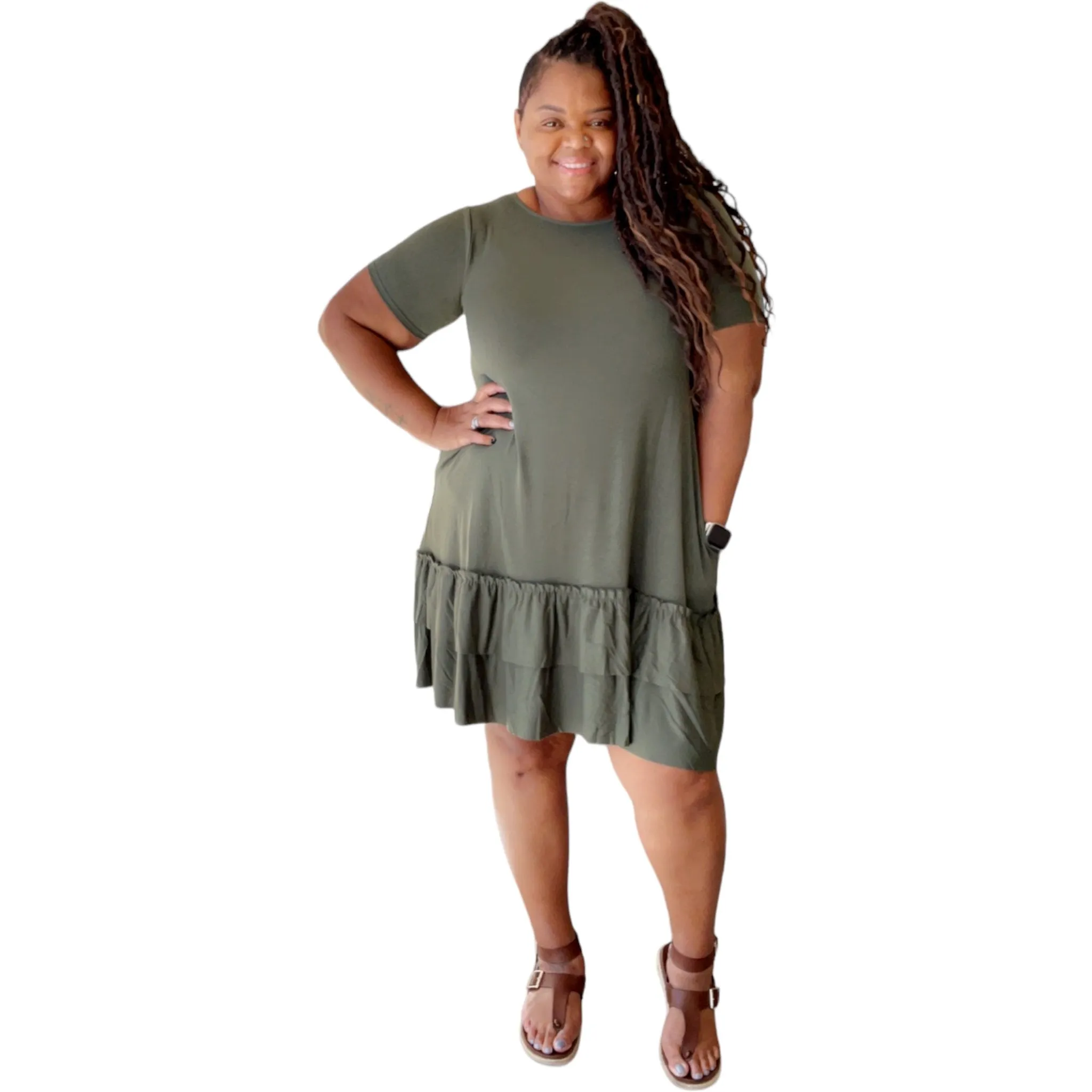 Plus Size Women Baby Doll Ruffed Dress