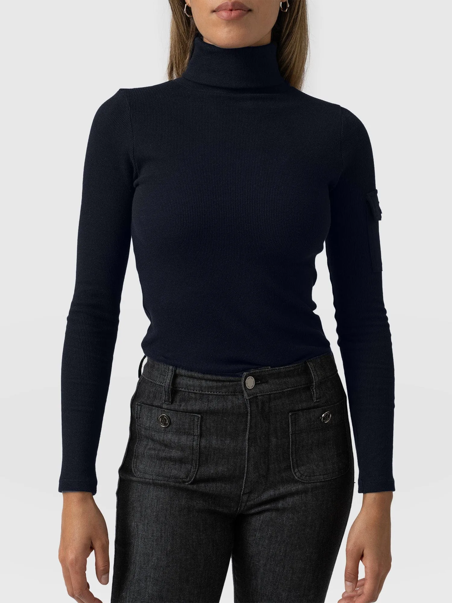 Pocket Roll Neck - Navy