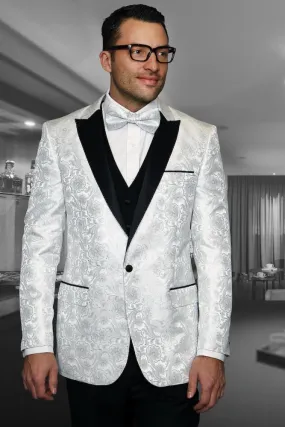 "Bellagio IV" White 1-Button Peak Tuxedo (4-Piece Set)