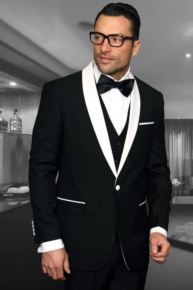 "Encore" Black 1-Button Shawl Tuxedo (4-Piece Set)