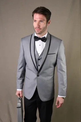 "Genova" Grey 1-Button Shawl Tuxedo (4-Piece Set)