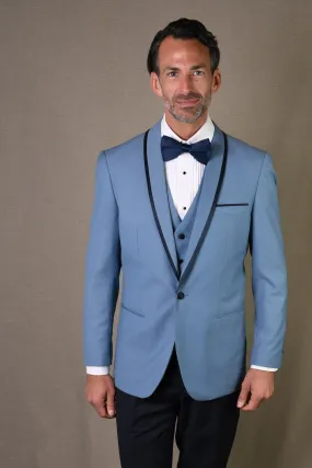 "Genova" Steel Blue 1-Button Shawl Tuxedo (4-Piece Set)