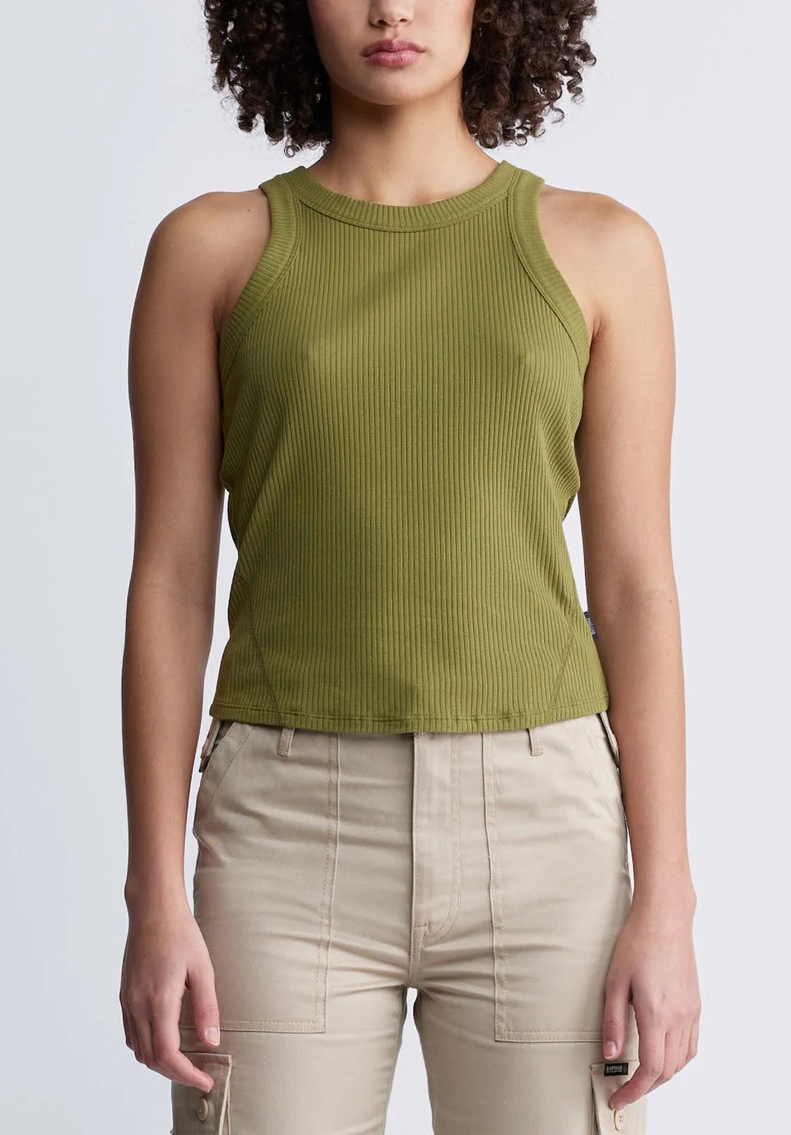 Regine Women’s Ribbed Tank Top in Olive Green - KT0119P