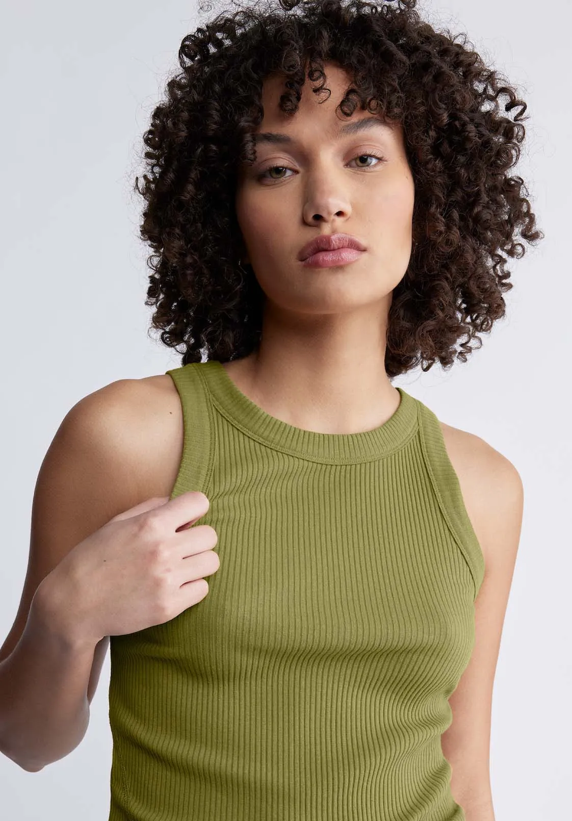 Regine Women’s Ribbed Tank Top in Olive Green - KT0119P