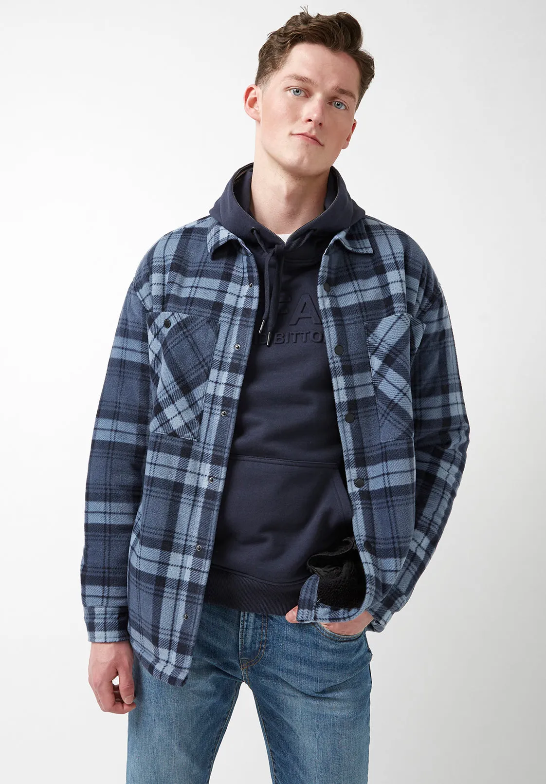 Sandis Fleece Shacket in Mirage Plaid - BPM14426