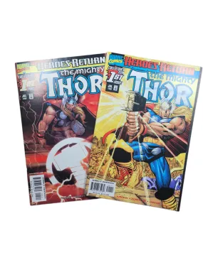 The Mighty THOR #1 & #1 sunburst variant~Heroes Return~Jurgens, Romita~1998~NM