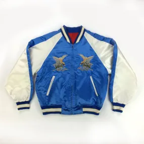 Vintage Sukajan Jacket Blue Eagle Hawk Quilted Souvenir Jacket Japanese Bomber Jacket