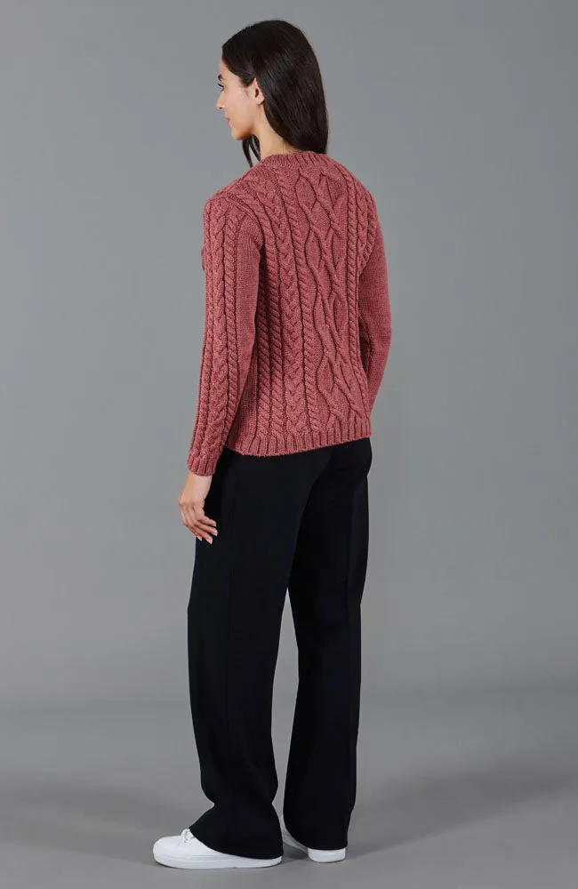 Womens Chunky Merino Wool Cable Jumper