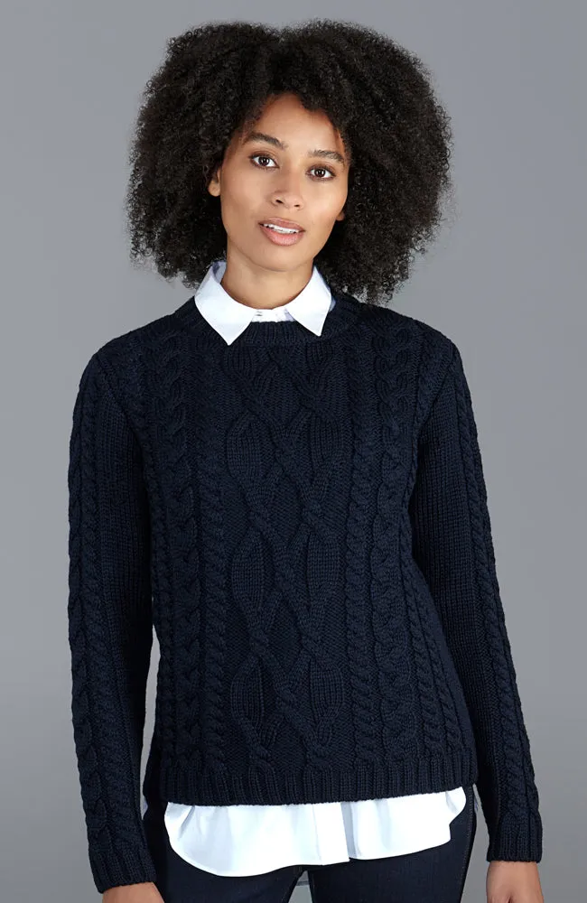 Womens Chunky Merino Wool Cable Jumper