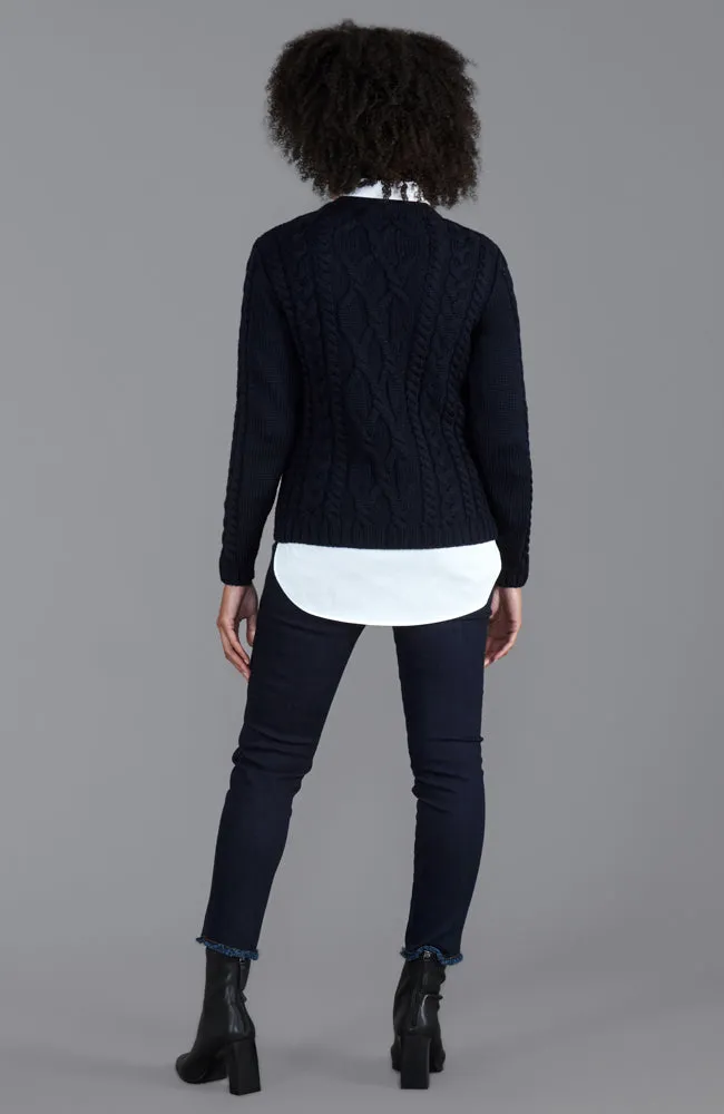 Womens Chunky Merino Wool Cable Jumper