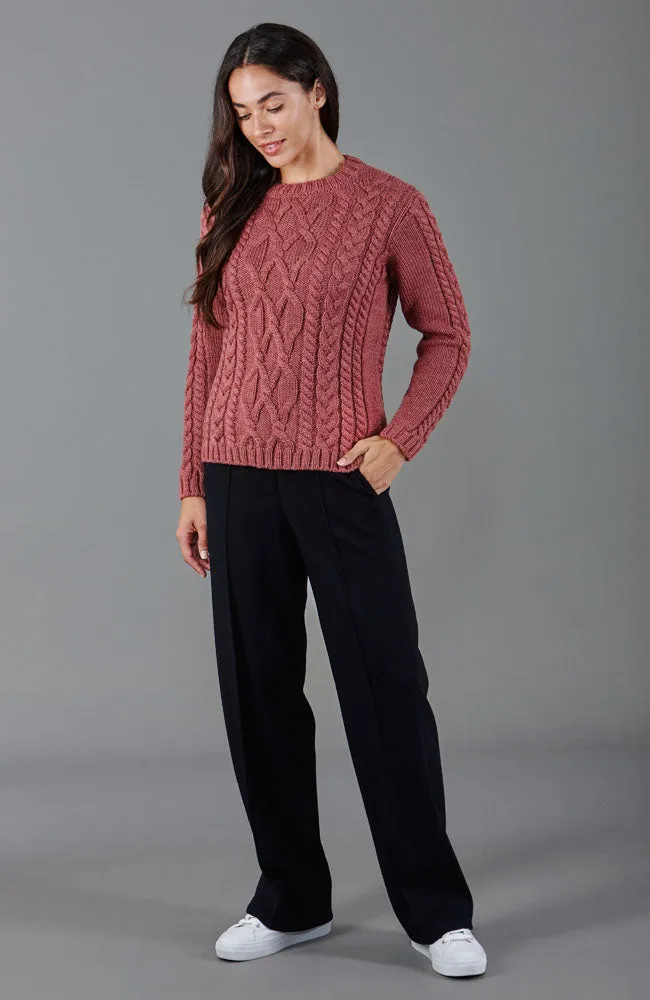 Womens Chunky Merino Wool Cable Jumper