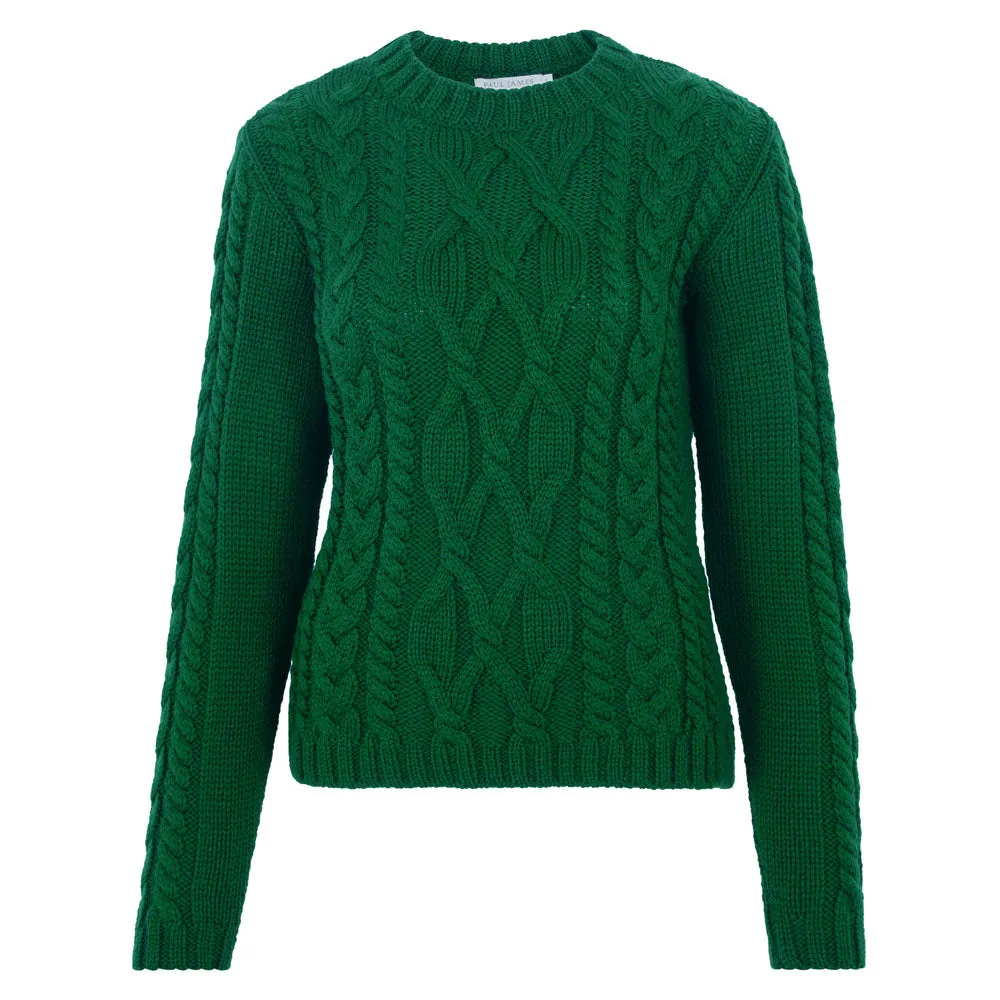 Womens Chunky Merino Wool Cable Jumper