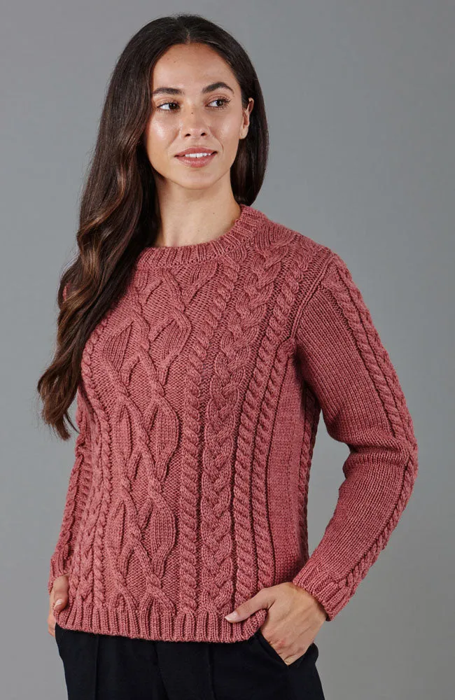 Womens Chunky Merino Wool Cable Jumper