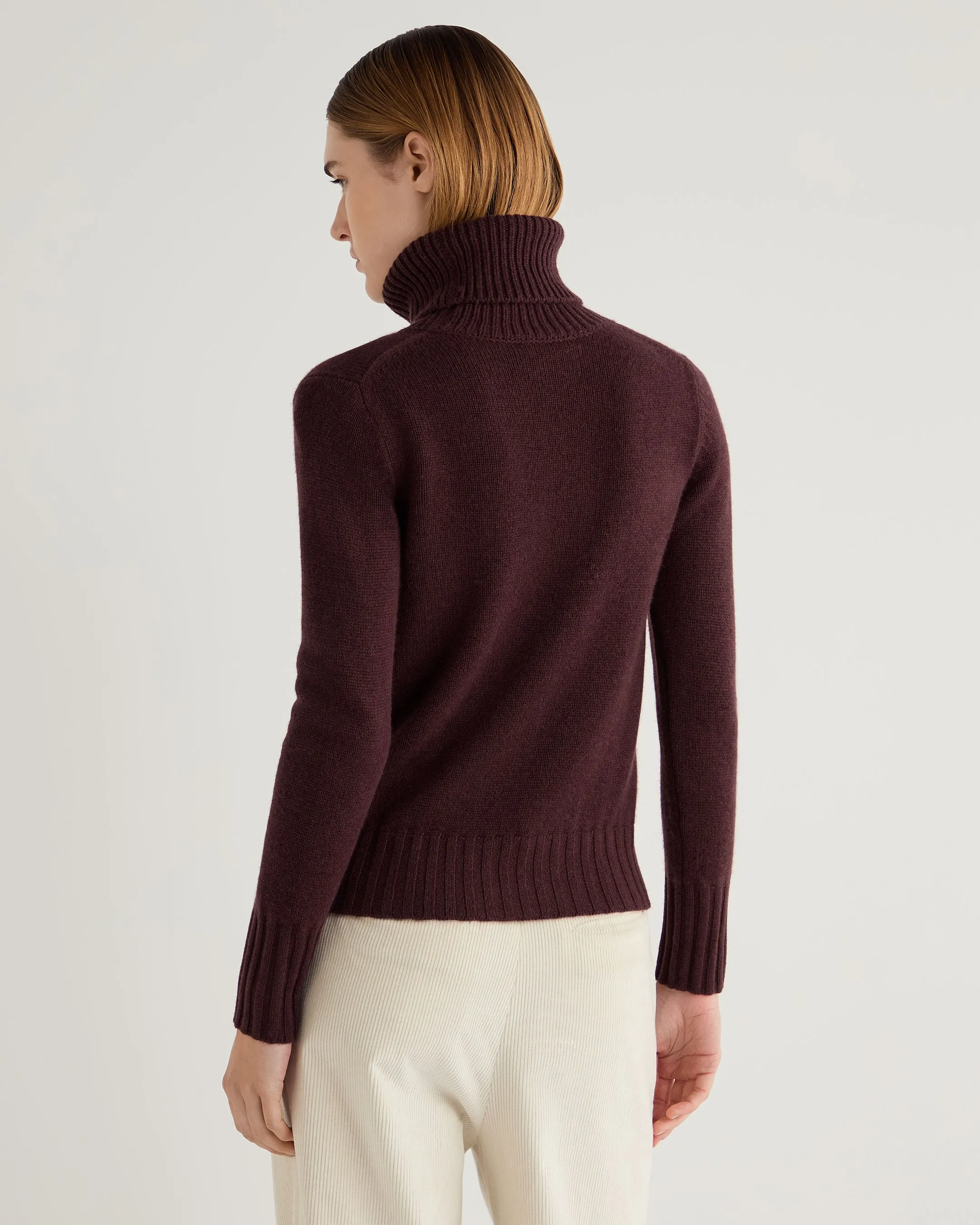 Women's Hazel Chunky Roll Neck Cashmere Jumper Claret Red